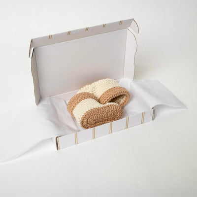 Vanilla babyslofjes beige met zand rand