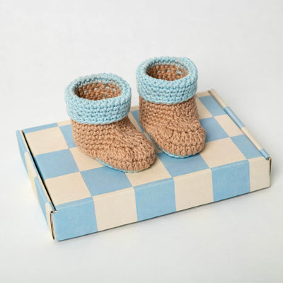 Seaside babyslofjes zand met blauwe rand