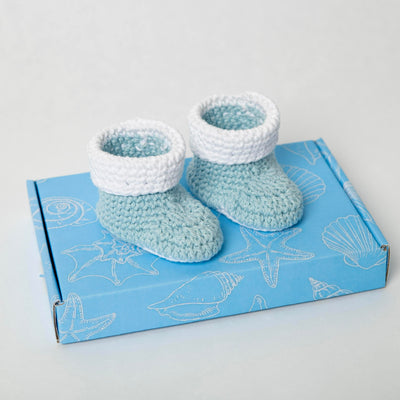 Ocean babyslofjes blauw met witte rand