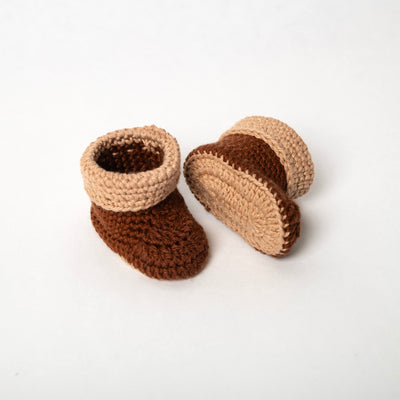 Cocoa Baby slofjes bruin met zand rand