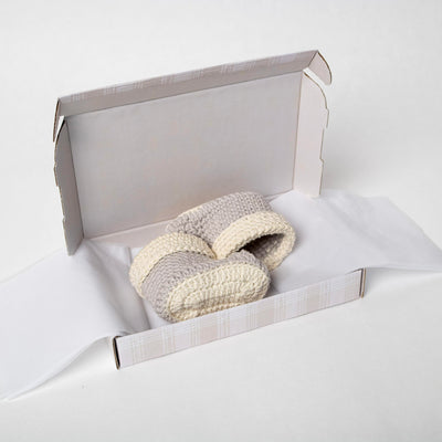 Misty Babyslofjes grijs met beige rand