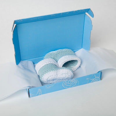 Ocean babyslofjes blauw met witte rand