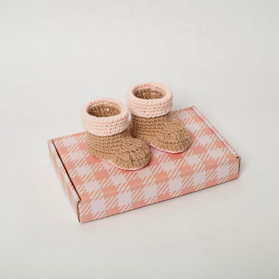 Rosewood Babyslofjes zand met roze rand