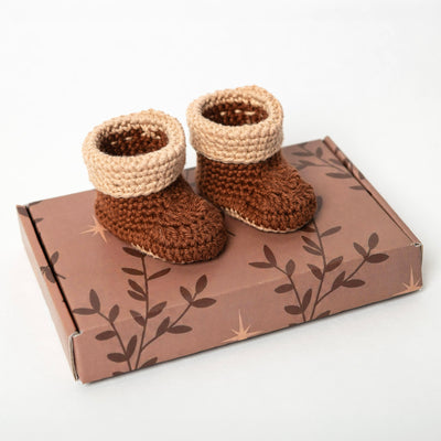 Cocoa Baby slofjes bruin met zand rand