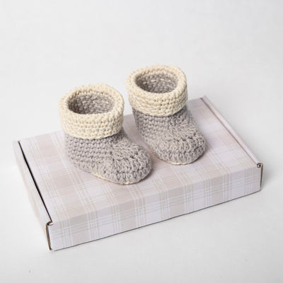 Misty Babyslofjes grijs met beige rand