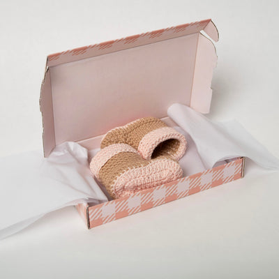 Rosewood Babyslofjes zand met roze rand